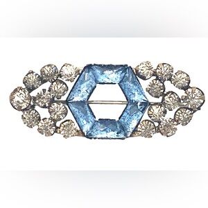 Art Deco Vintage 1930s Blue Rhinestone Brooch Antique